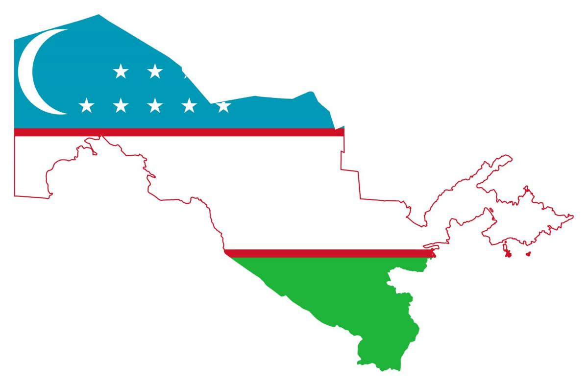 karta över Uzbekistan flagga 