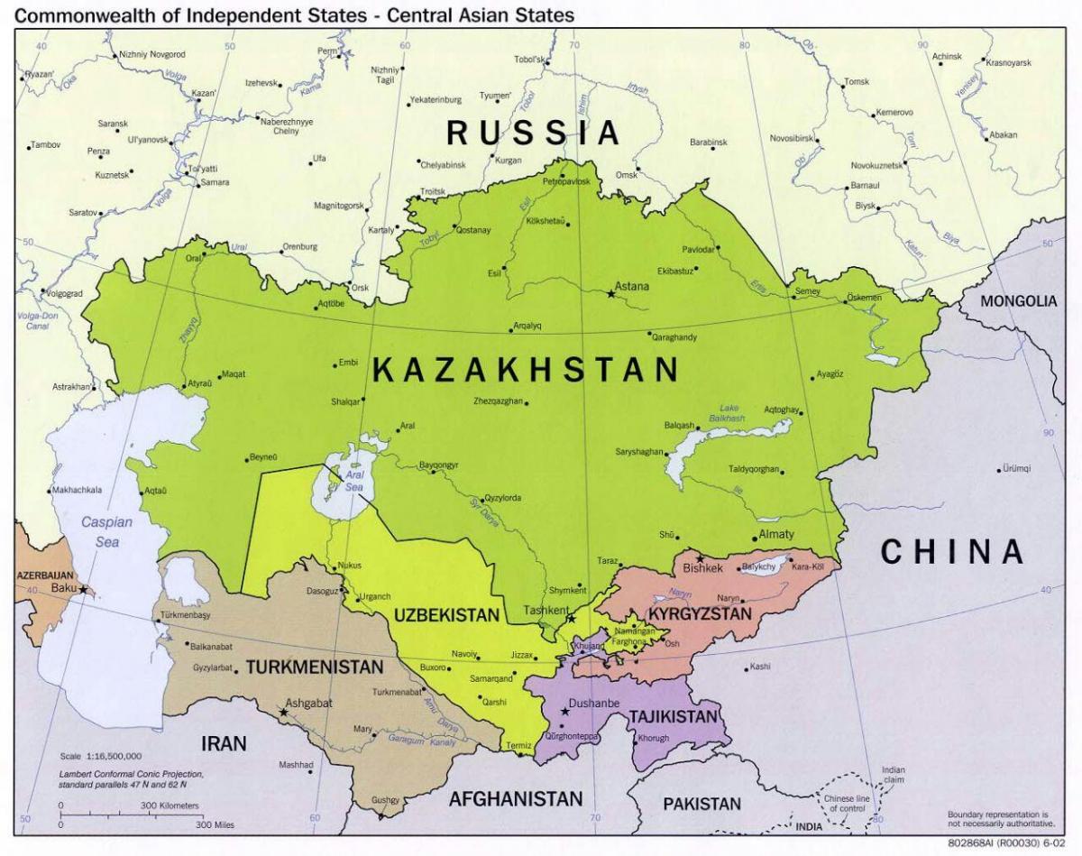 Uzbekistan ryssland karta