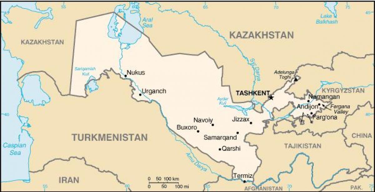karta över Uzbekistan städer