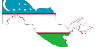 Karta över Uzbekistan flagga 
