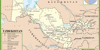 Karta över Uzbekistan politiska 