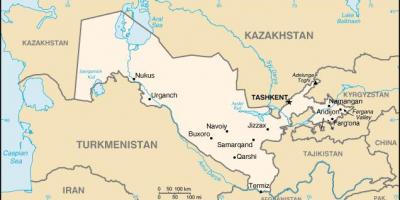 Karta över Uzbekistan städer