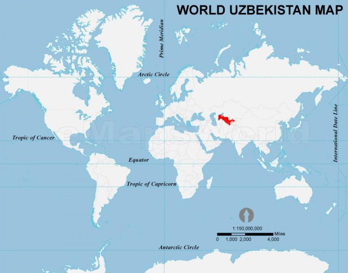 Uzbekistan plats på världskartan